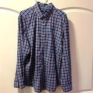 Vineyard vines men’s lightweight classic fit whale shirt XL blue light red plaid